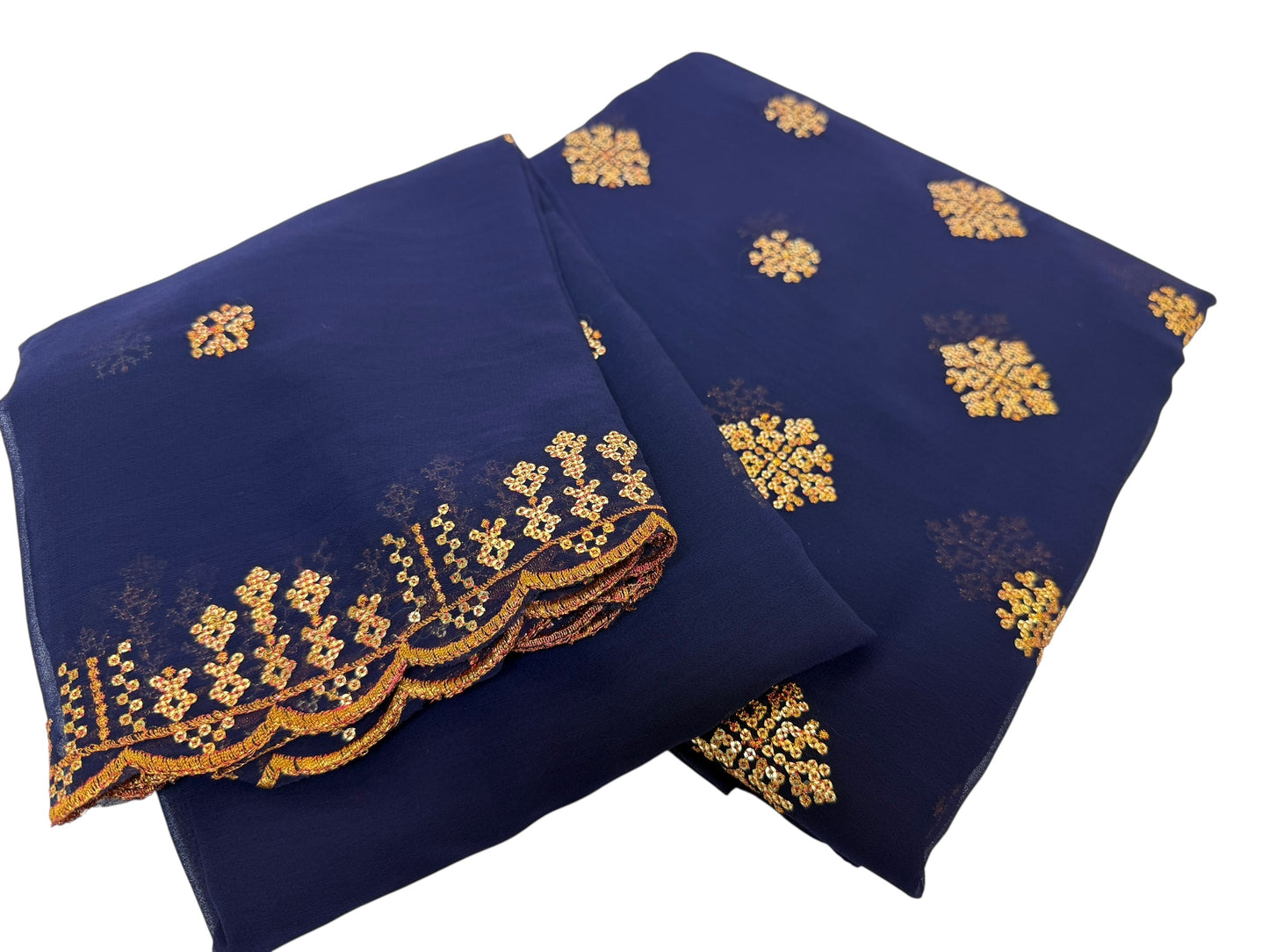 قطعة مع الشيلة شيفون مخروز