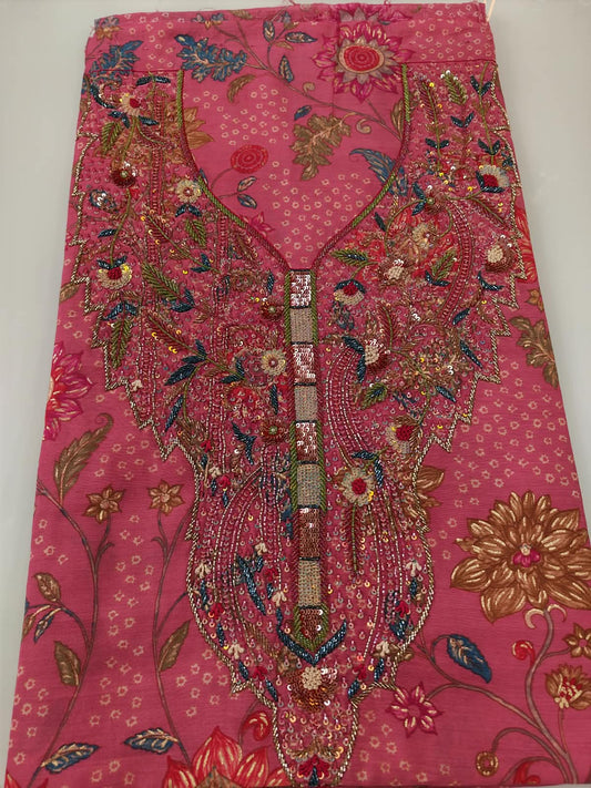 Pink Floral Beaded Mukhawar