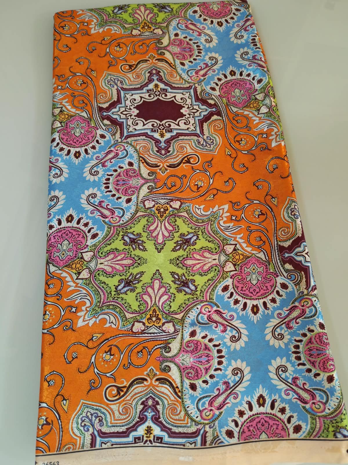 Orange Blue Green Medallion Paisley Fabric